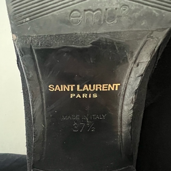 Saint Laurent Black Suede Buckle Strap Ankle Boot - Picture 7 of 14